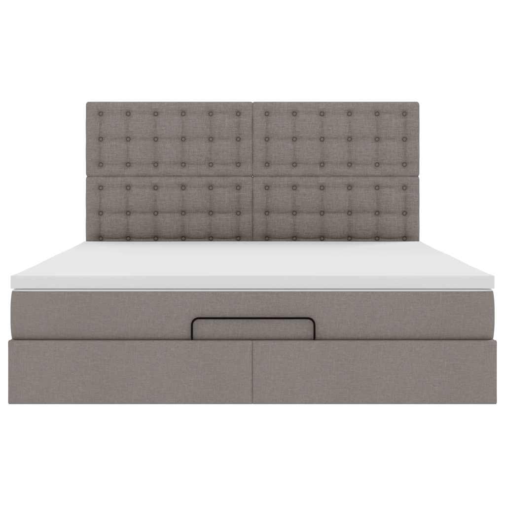 vidaXL Ottoman-Bett mit Matratze & LEDs Taupe 180x200 cm Stoff