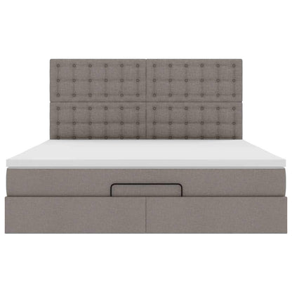 vidaXL Ottoman-Bett mit Matratze & LEDs Taupe 180x200 cm Stoff