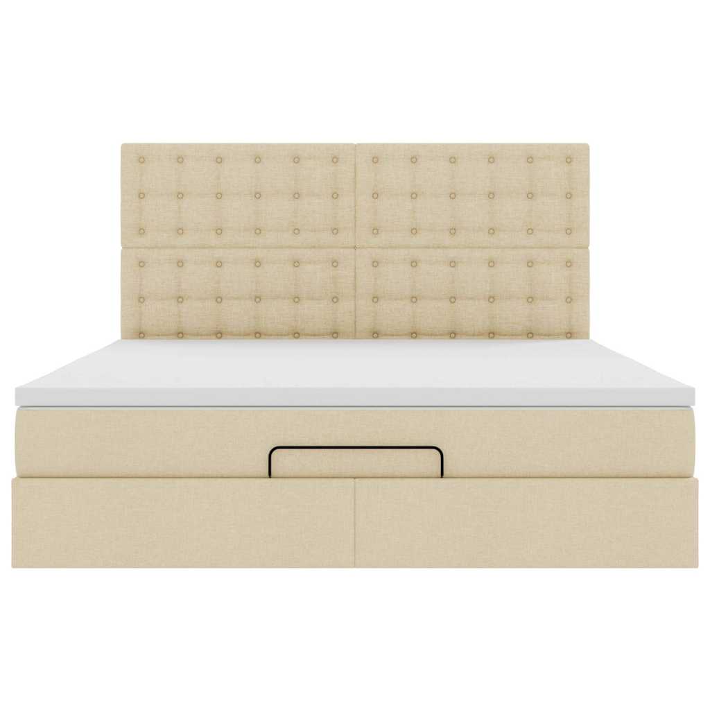 vidaXL Lit Ottoman avec matelas et LED Crème 180x200 cm Tissu