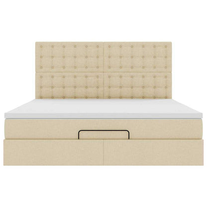 vidaXL Lit Ottoman avec matelas et LED Crème 180x200 cm Tissu