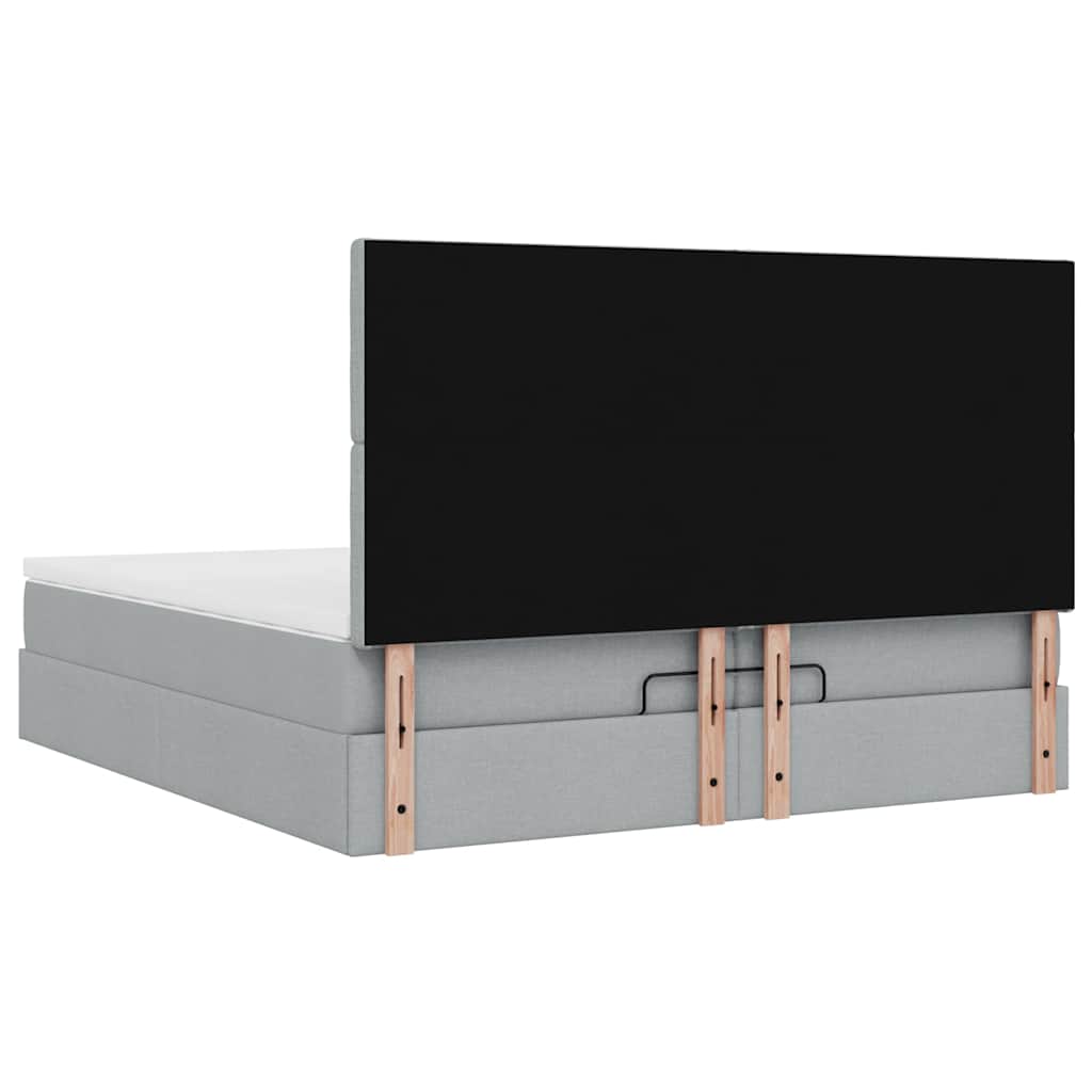 vidaXL Ottoman-Bett mit Matratzen & LEDs Hellgrau 200x200 cm Stoff