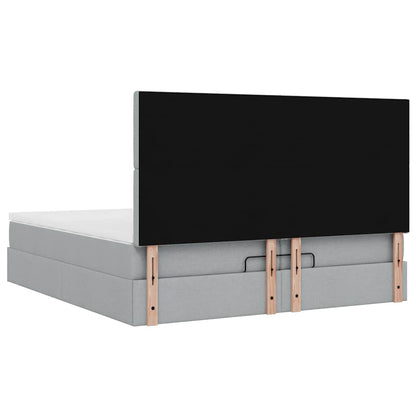 vidaXL Ottoman-Bett mit Matratzen & LEDs Hellgrau 200x200 cm Stoff