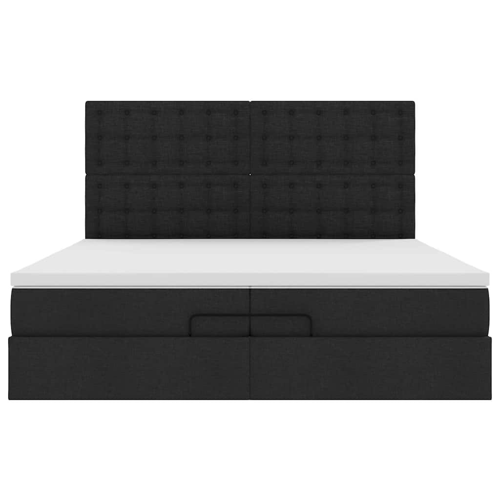 vidaXL Lit ottoman avec matelas et LED Noir Tissu 200x200 cm