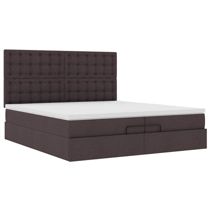 vidaXL Ottoman-Bett mit Matratzen & LEDs Dunkelbraun 200x200 cm Stoff