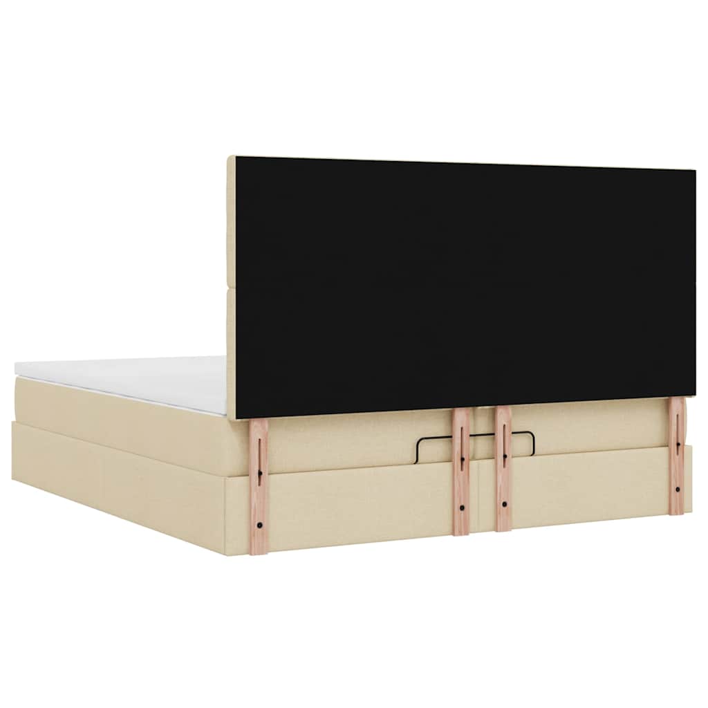 vidaXL Lit ottoman avec matelas et LED Crème 200x200 cm Tissu