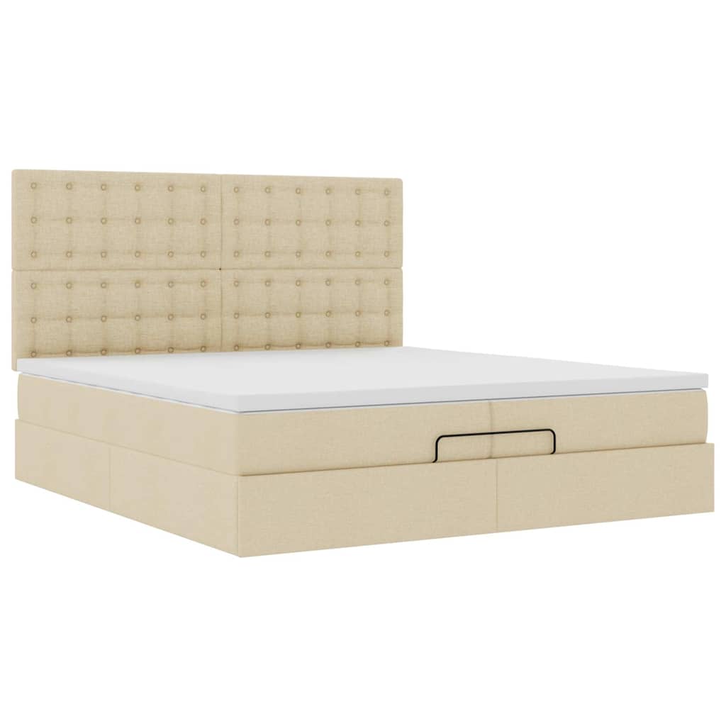 vidaXL Lit ottoman avec matelas et LED Crème 200x200 cm Tissu