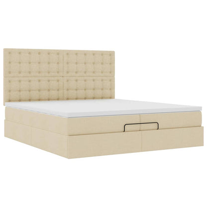 vidaXL Lit ottoman avec matelas et LED Crème 200x200 cm Tissu