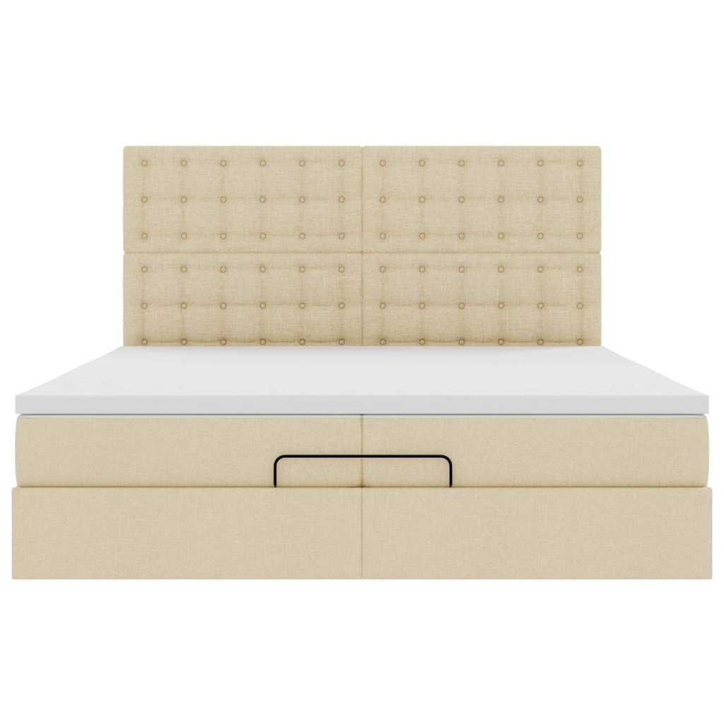 vidaXL Lit ottoman avec matelas et LED Crème 200x200 cm Tissu