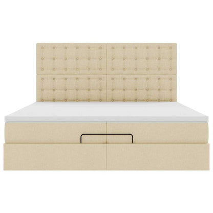 vidaXL Lit ottoman avec matelas et LED Crème 200x200 cm Tissu