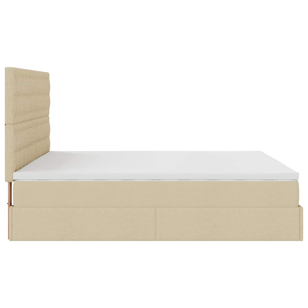 vidaXL Lit ottoman avec matelas et LED Crème 200x200 cm Tissu