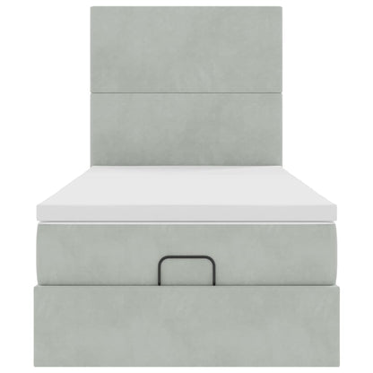 Ottoman-Bett mit Matratzen & LEDs Hellgrau 80x200 cm Samt