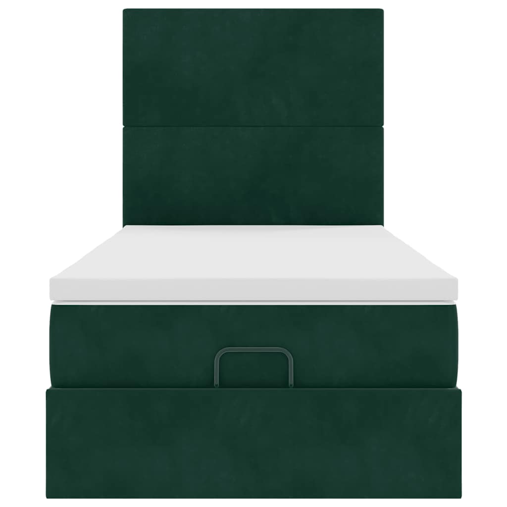 vidaXL Lit ottoman avec matelas et LED Vert foncé 80x200 cm Velours