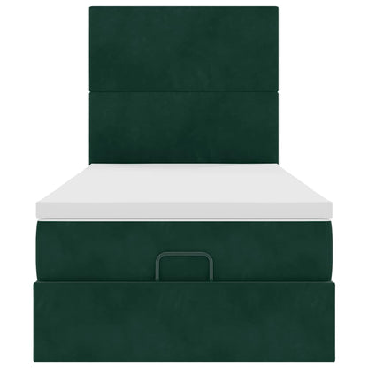 vidaXL Lit ottoman avec matelas et LED Vert foncé 80x200 cm Velours