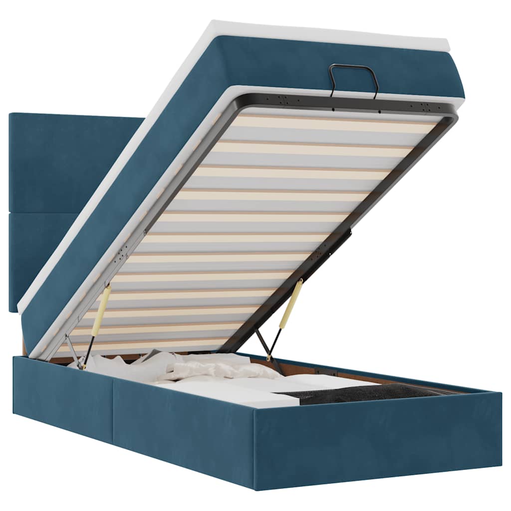 vidaXL Lit ottoman avec matelas et LED Bleu foncé 80x200 cm Velours