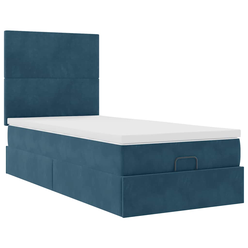 vidaXL Lit ottoman avec matelas et LED Bleu foncé 80x200 cm Velours