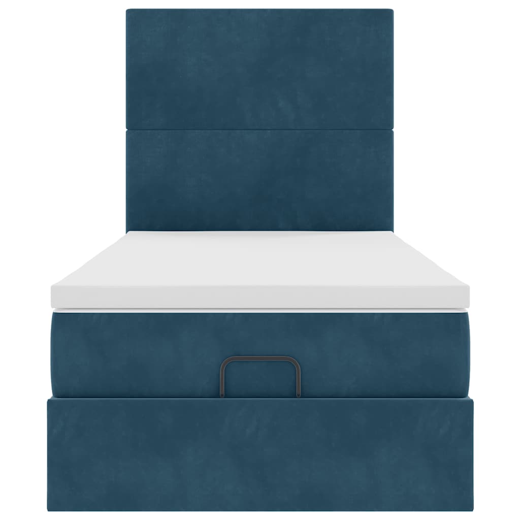 vidaXL Lit ottoman avec matelas et LED Bleu foncé 80x200 cm Velours