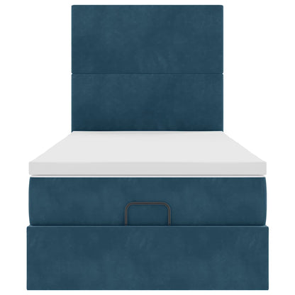 vidaXL Lit ottoman avec matelas et LED Bleu foncé 80x200 cm Velours