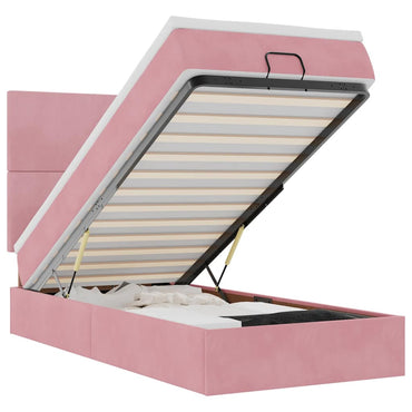 vidaXL Lit ottoman avec matelas et LED Rose 80x200 cm Velours