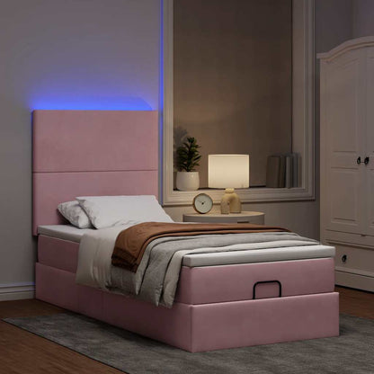 Ottoman-Bett mit Matratzen & LEDs Rosa 80x200 cm Samt