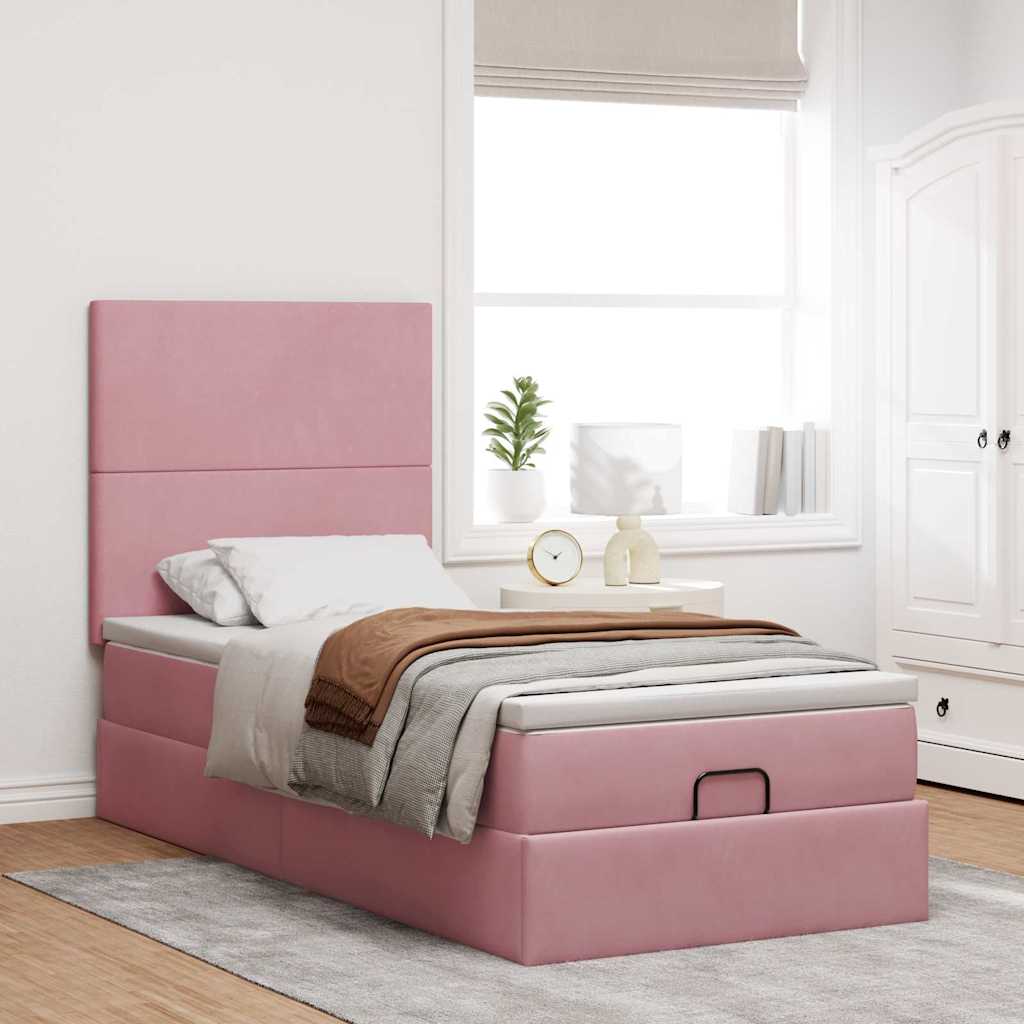 vidaXL Lit ottoman avec matelas et LED Rose 80x200 cm Velours