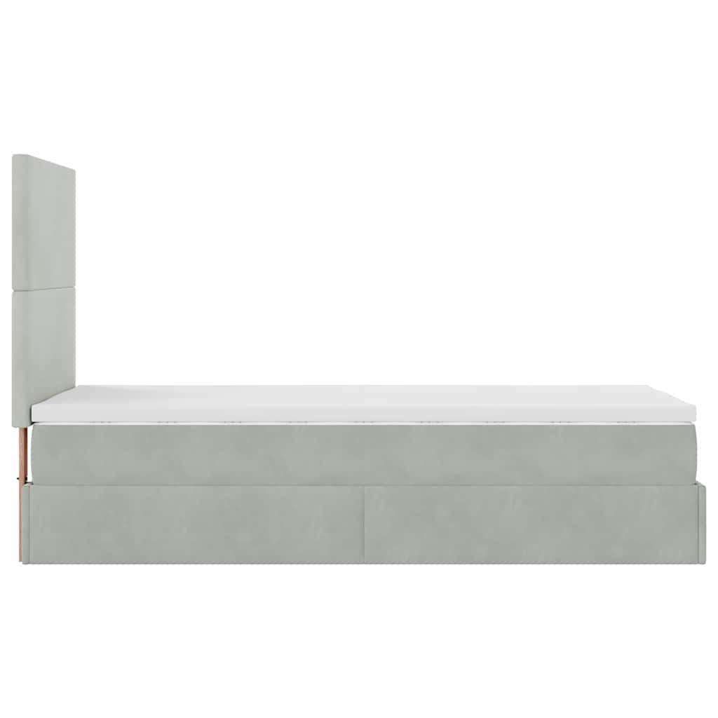 vidaXL Lit ottoman avec matelas et LED Gris clair 90x190 cm Velours