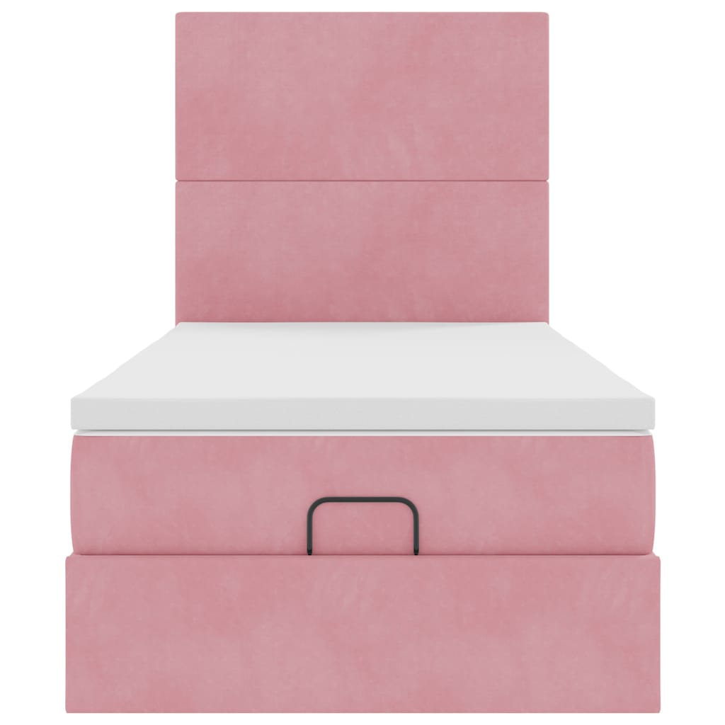 vidaXL Lit Ottoman avec matelas et LED Rose 90x190 cm Velours