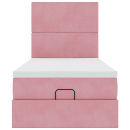 vidaXL Lit Ottoman avec matelas et LED Rose 90x190 cm Velours
