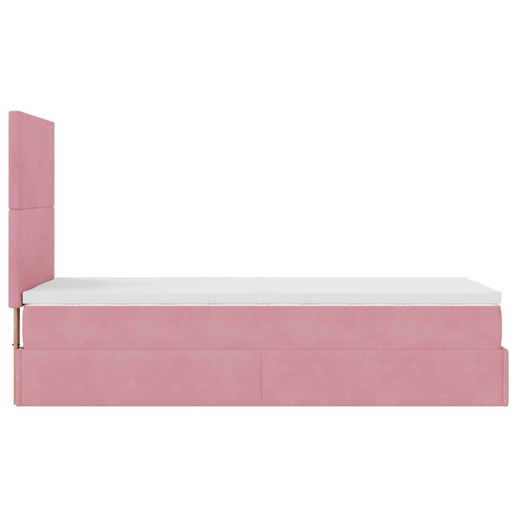 vidaXL Lit Ottoman avec matelas et LED Rose 90x190 cm Velours