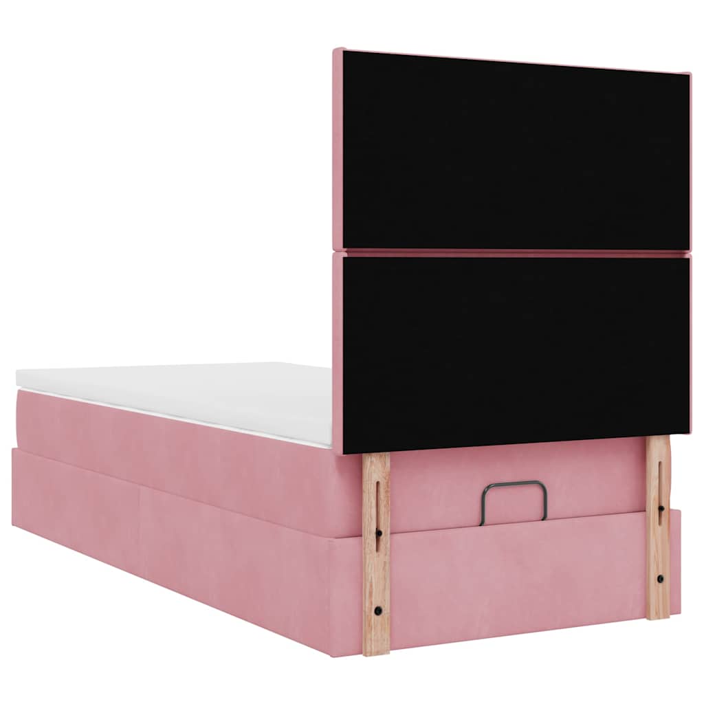 vidaXL Lit Ottoman avec matelas et LED Rose 90x190 cm Velours