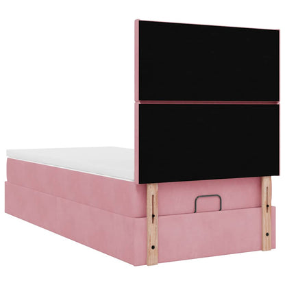 vidaXL Lit Ottoman avec matelas et LED Rose 90x190 cm Velours