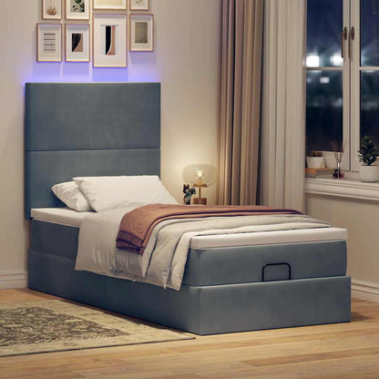 vidaXL Lit ottoman avec matelas et LED Gris foncé 90x200 cm Velours