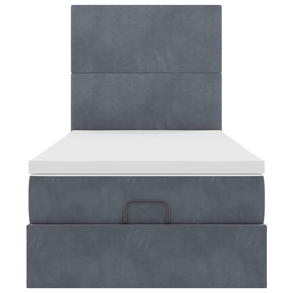 vidaXL Lit ottoman avec matelas et LED Gris foncé 90x200 cm Velours
