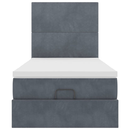 vidaXL Lit ottoman avec matelas et LED Gris foncé 90x200 cm Velours
