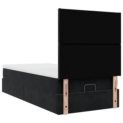 vidaXL Ottoman-Bett mit Matratzen & LEDs Schwarz 90x200 cm Samt