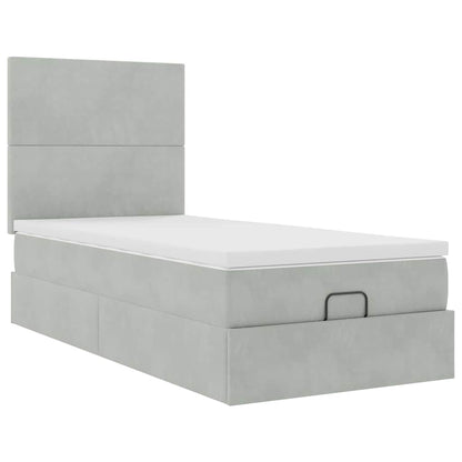 vidaXL Lit ottoman avec matelas et LED gris clair 100x200 cm velours