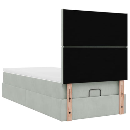 vidaXL Lit ottoman avec matelas et LED gris clair 100x200 cm velours