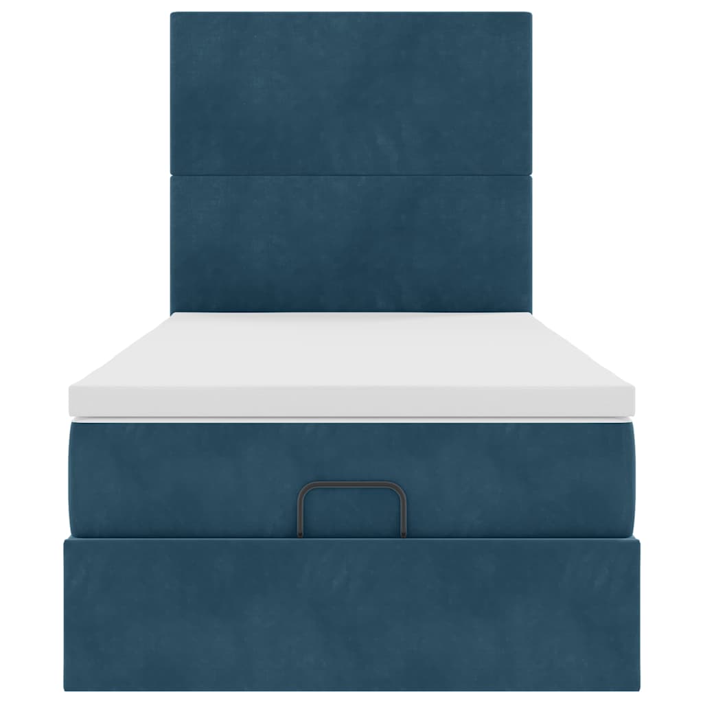 vidaXL Lit ottoman avec matelas et LED bleu foncé 100x200 cm velours
