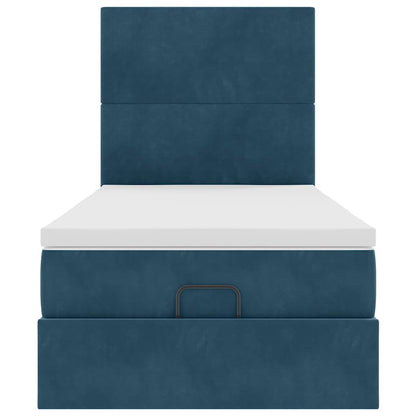 vidaXL Lit ottoman avec matelas et LED bleu foncé 100x200 cm velours
