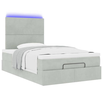 vidaXL Ottoman-Bett mit Matratzen & LEDs Hellgrau 120x190 cm Samt