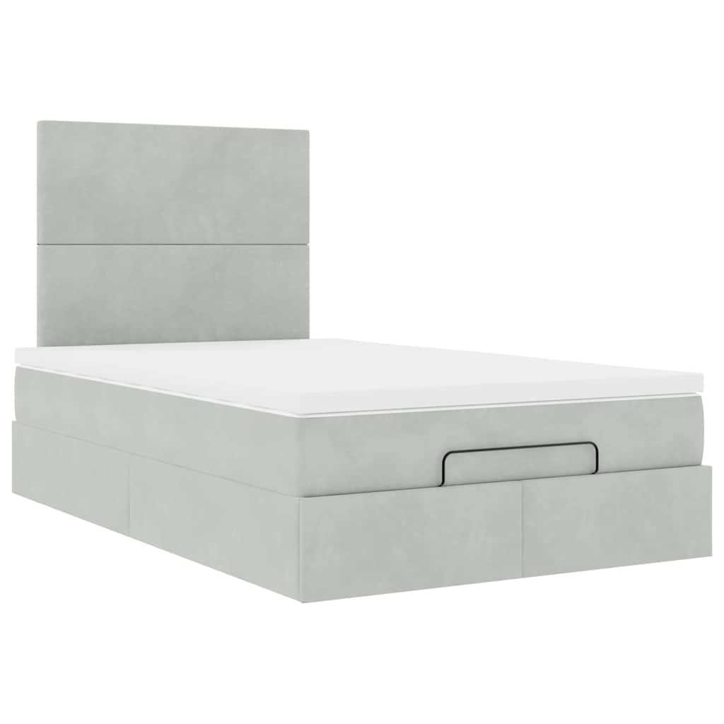 vidaXL Ottoman-Bett mit Matratzen & LEDs Hellgrau 120x190 cm Samt