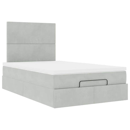 vidaXL Ottoman-Bett mit Matratzen & LEDs Hellgrau 120x190 cm Samt