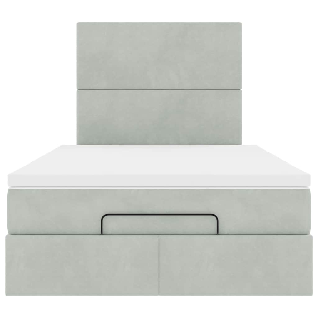 vidaXL Ottoman-Bett mit Matratzen & LEDs Hellgrau 120x190 cm Samt