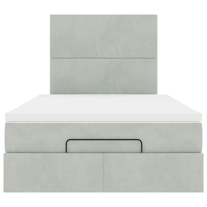vidaXL Ottoman-Bett mit Matratzen & LEDs Hellgrau 120x190 cm Samt