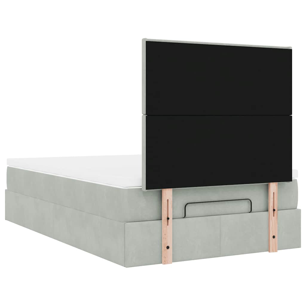 vidaXL Ottoman-Bett mit Matratzen & LEDs Hellgrau 120x190 cm Samt