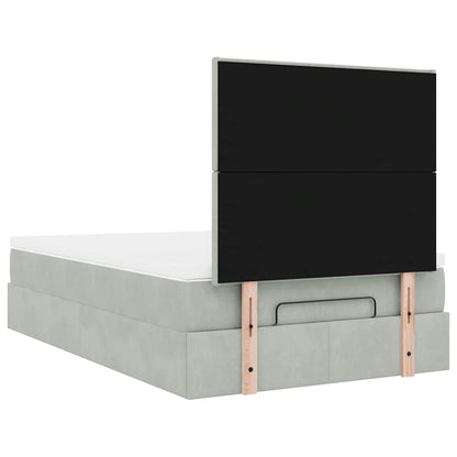 vidaXL Ottoman-Bett mit Matratzen & LEDs Hellgrau 120x190 cm Samt