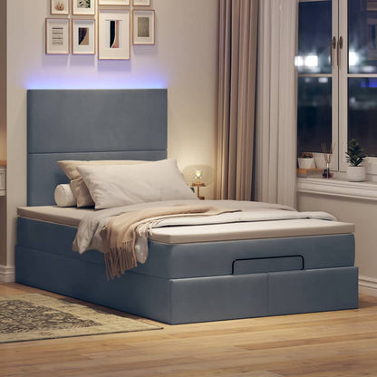 vidaXL Lit ottoman avec matelas et LED gris foncé 120x190 cm velours
