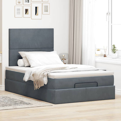 vidaXL Lit ottoman avec matelas et LED gris foncé 120x190 cm velours