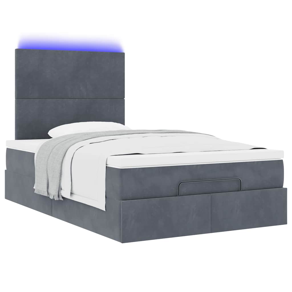 vidaXL Lit ottoman avec matelas et LED gris foncé 120x190 cm velours