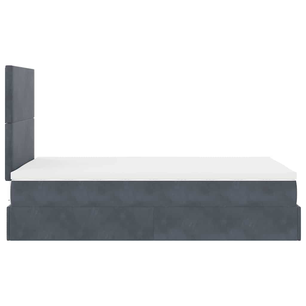 vidaXL Lit ottoman avec matelas et LED gris foncé 120x190 cm velours