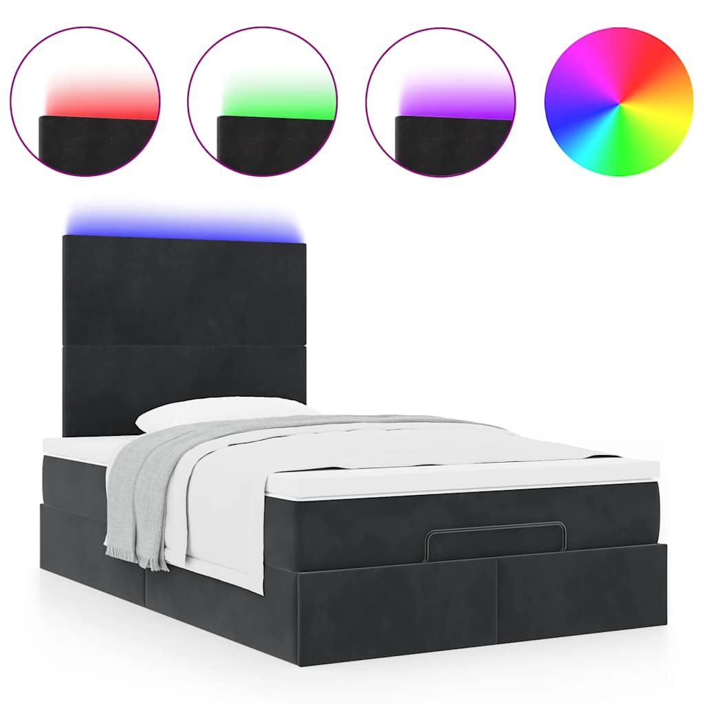 vidaXL Ottoman-Bett mit Matratzen & LEDs Schwarz 120x190 cm Samt